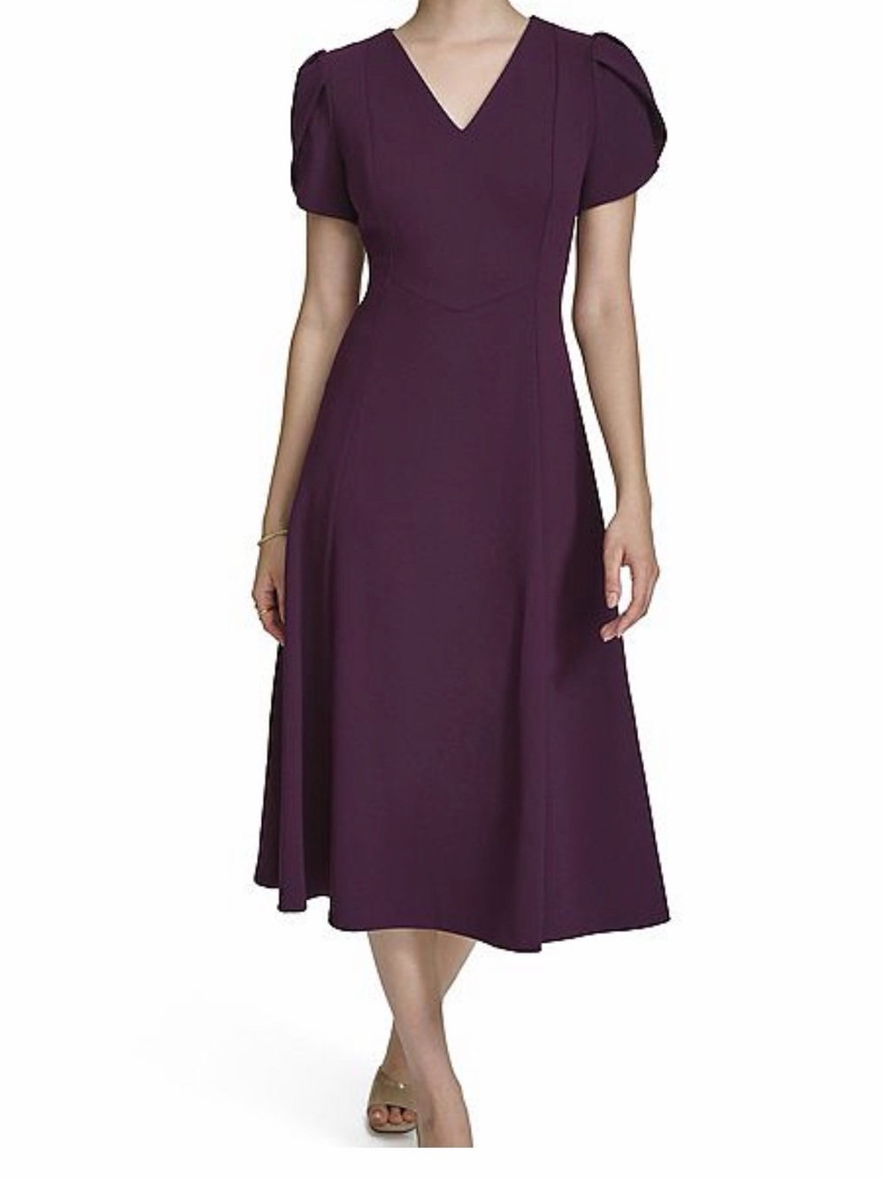 Andrew Marc Coral Orange Fit & Flare Midi Dress Size 4